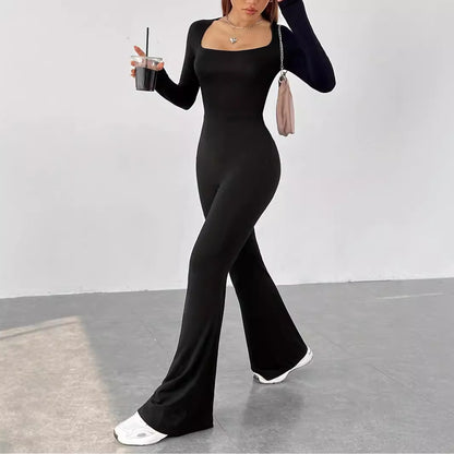 Dames élégante et ajustée combinaison avec jambes larges et manches longues Chic und Stil