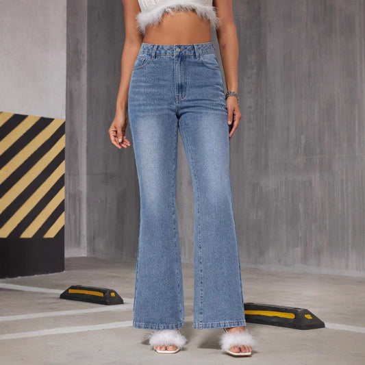 Jean femme évasé taille haute et jambe large Chic und Stil