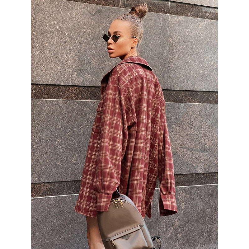 Chemise surdimensionnée à carreaux décontractée Chic und Stil pour dames