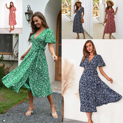 Dames Robe Maxi Fleurie à Enveloppe Chic und Stil 1751507269