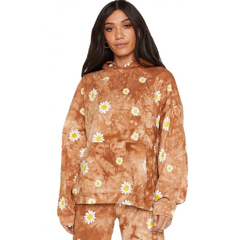 Dames Pull à capuche oversize avec motif floral Chic und Stil