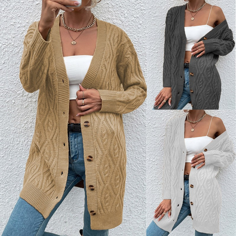 Dames Gros Tricot Cardigan avec design ouvert et boutons pratiques Chic und Stil