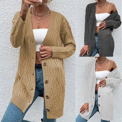 Dames Gros Tricot Cardigan avec design ouvert et boutons pratiques Chic und Stil