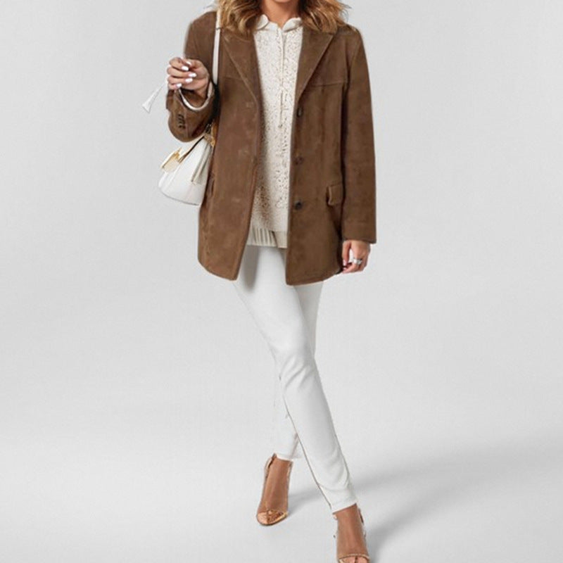 Blazer en cuir pour femmes avec design structuré Chic und Stil