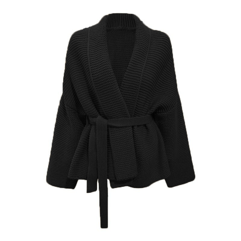 Cardigan femme en grosse maille avec col châle large et ceinture nouable Chic und Still