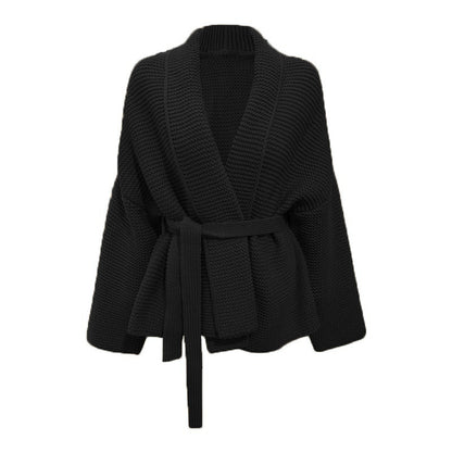 Cardigan femme en grosse maille avec col châle large et ceinture nouable Chic und Still