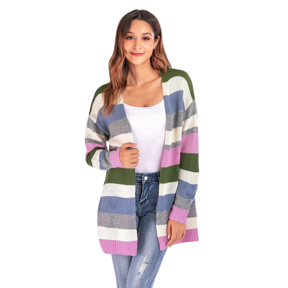 Dames cardigan décontracté rayé Chic und Stil