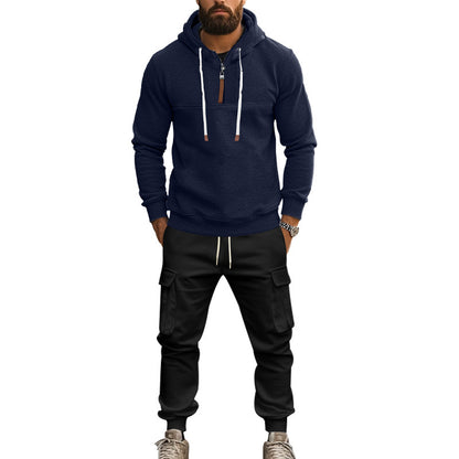 Men's trendy hoodie with practical zipper and chic cargo pants