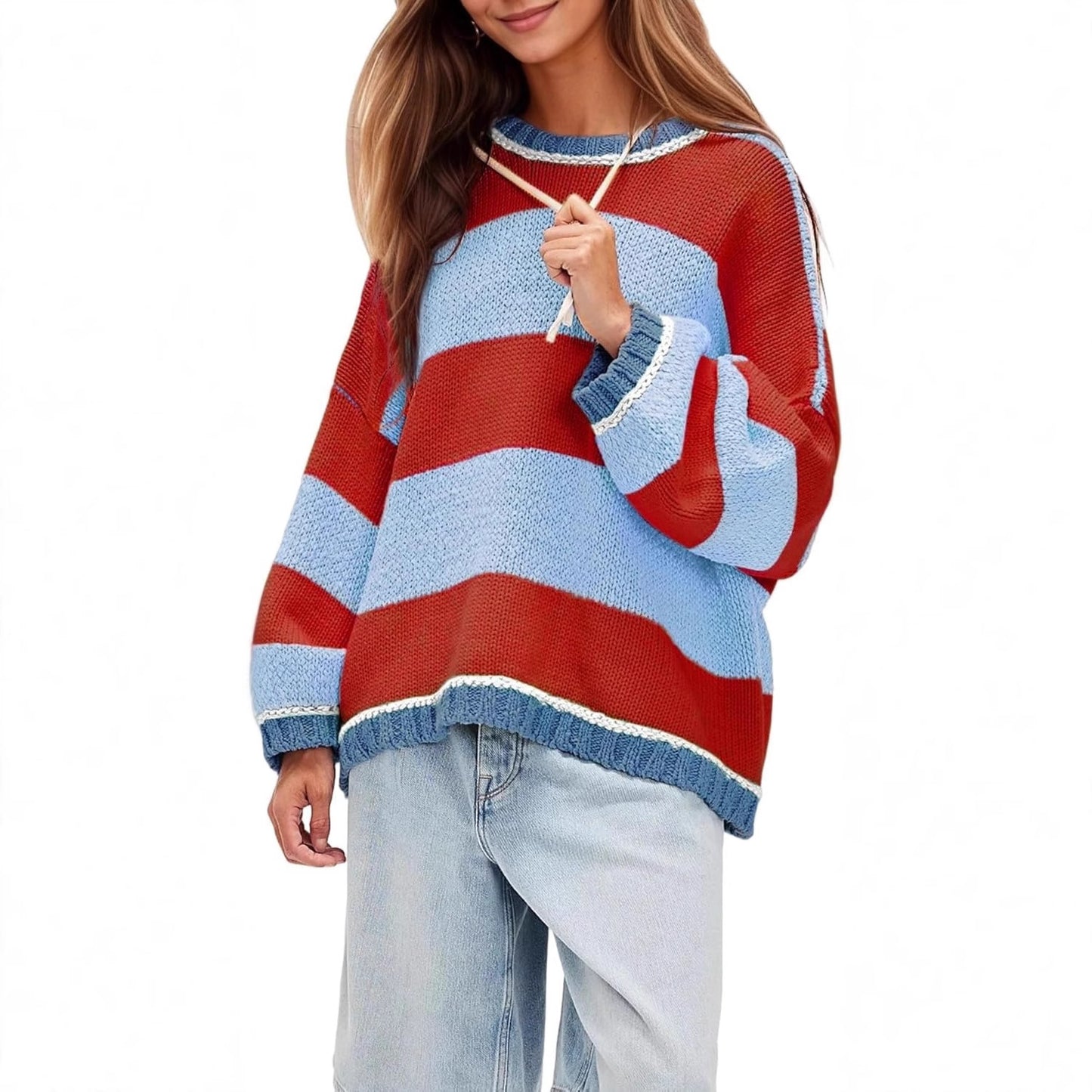 Chunky knit pullover for women with soft round neck Chic und Stil