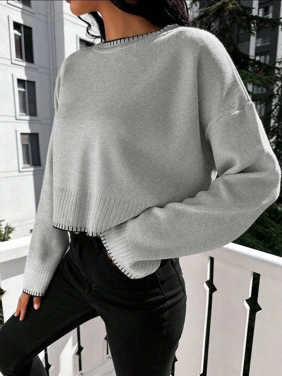 Pull en maille cropped pour femmes avec une fine structure côtelée et une coupe décontractée Chic und Stil