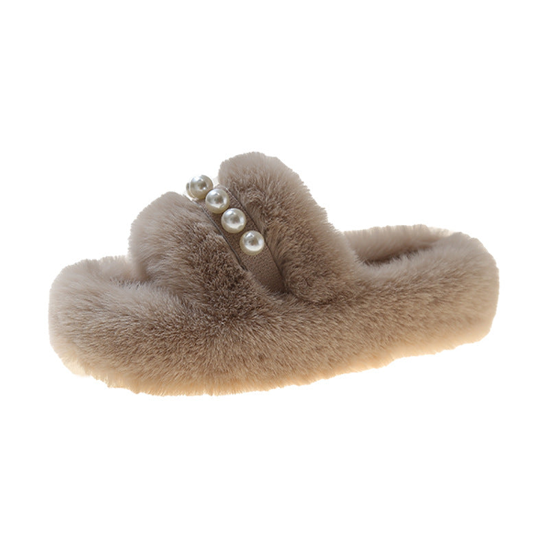 Ladies Soft Slippers with Elegant Pearl Accents Chic und Stil
