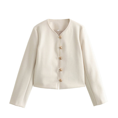 Elegant short jacket for women with structured button details Chic und Stil