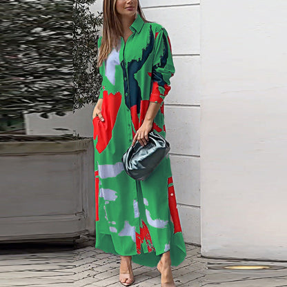 Robe longue à impression artistique pour femmes Chic und Stil