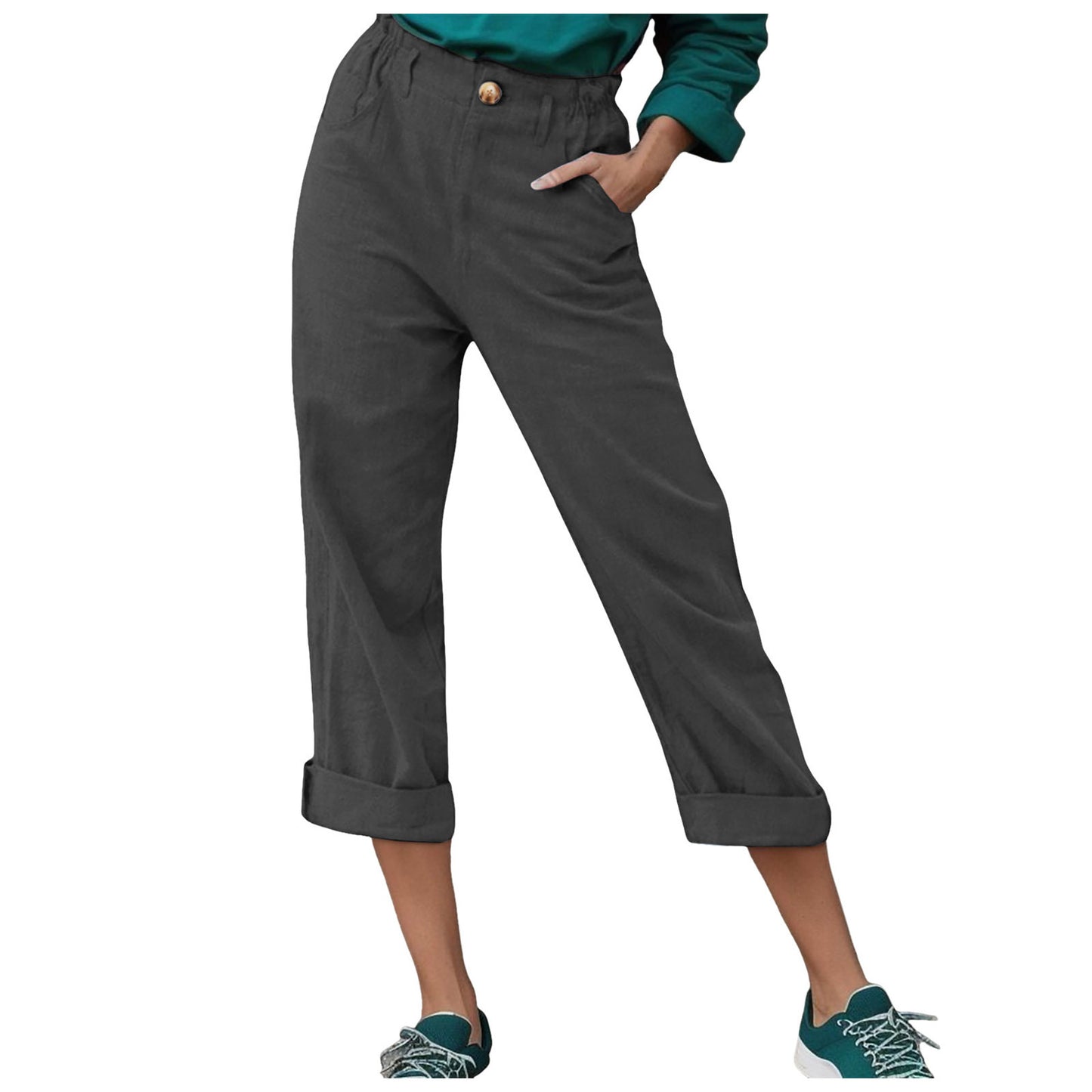 Women Comfortable High-Waisted Linen Harem Pants Chic and Style