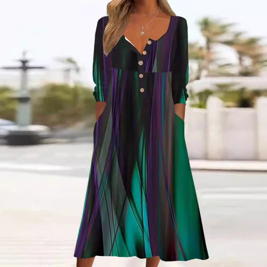 Robe maxi femme avec détail de bouton avant et poches latérales Chic und Stil