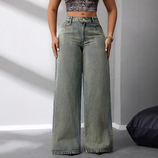 Jean taille haute large pour femmes au look vintage Chic und Stil