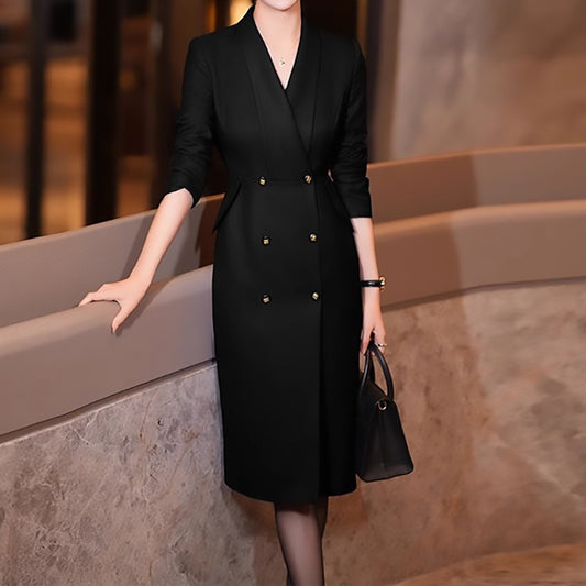 Robe midi élégante double boutonnage pour femme Chic und Stil