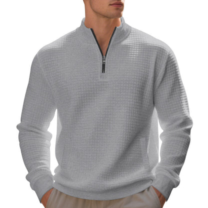 Sporty pullover for men with zipper and textured surface Chic and Style