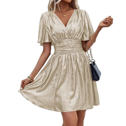 Dames Élégant Flared Mini Robe Chic und Stil