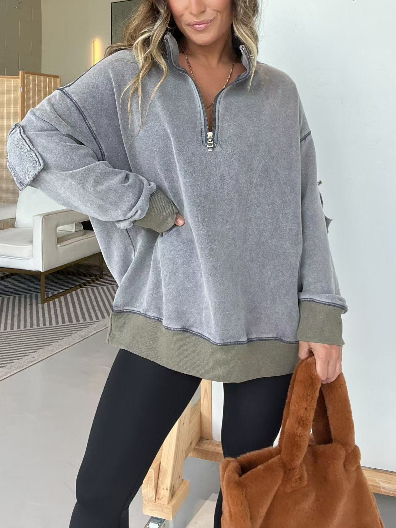 Ladies Comfortable Fleece Pullover with Half-Zip Chic and Style
