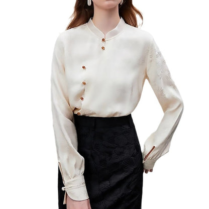 Chemisier élégant pour femme à col mandarin avec boutons Chic und Stil