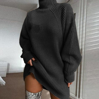 Pull en tricot surdimensionné pour femmes avec col montant Chic und Stil
