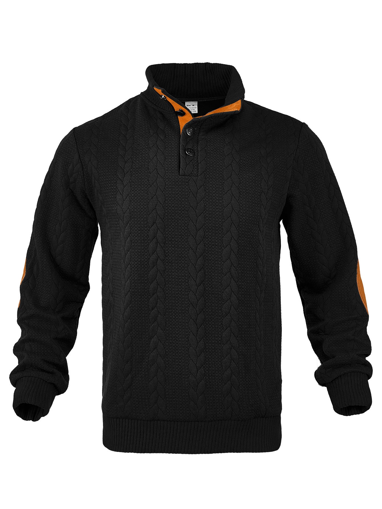 Men's fleece pullover with textured cable knit pattern and modern stand-up collar Chic and style