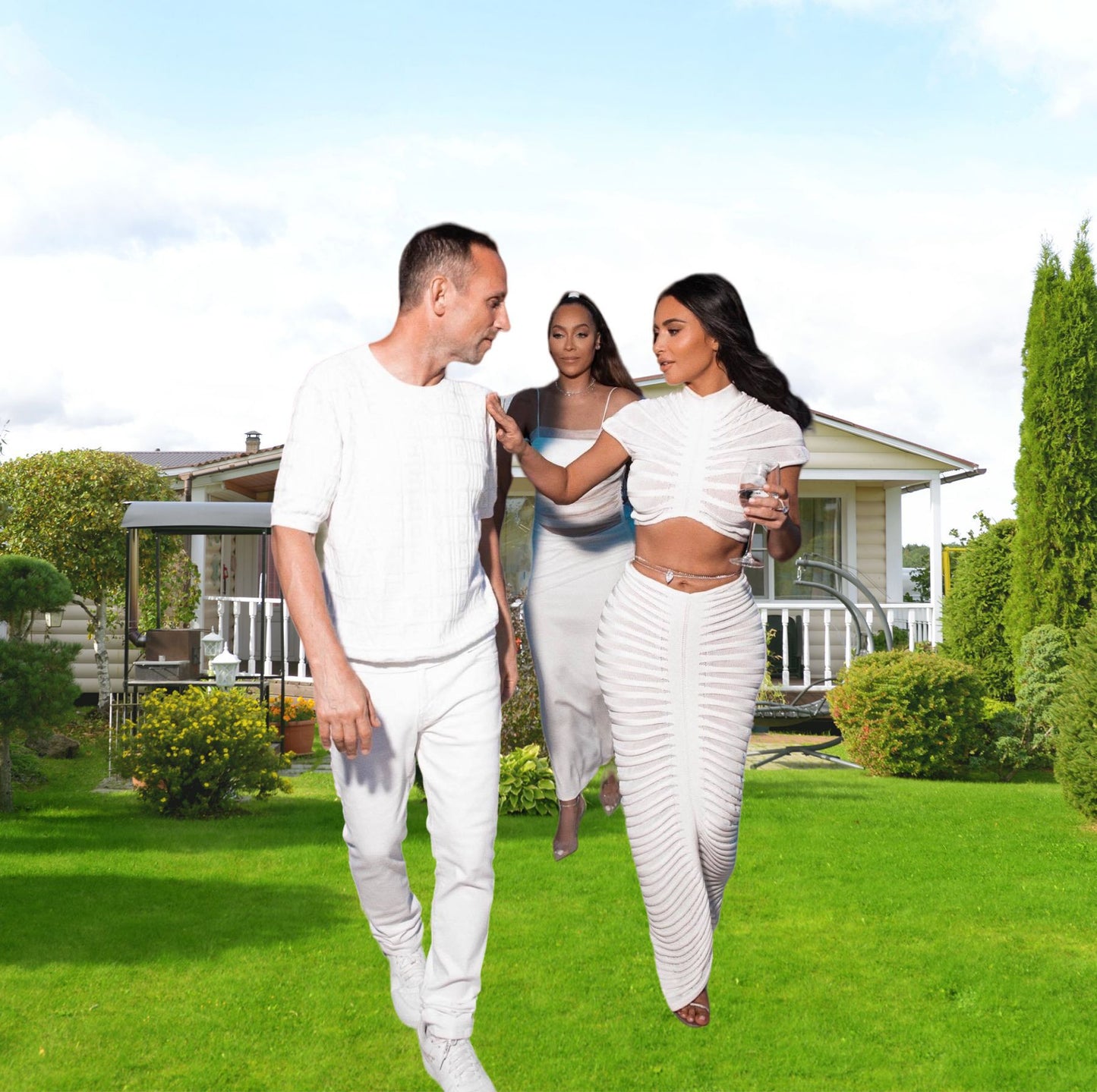 Dames Haut court ajusté et ensemble de jupe Chic und Stil