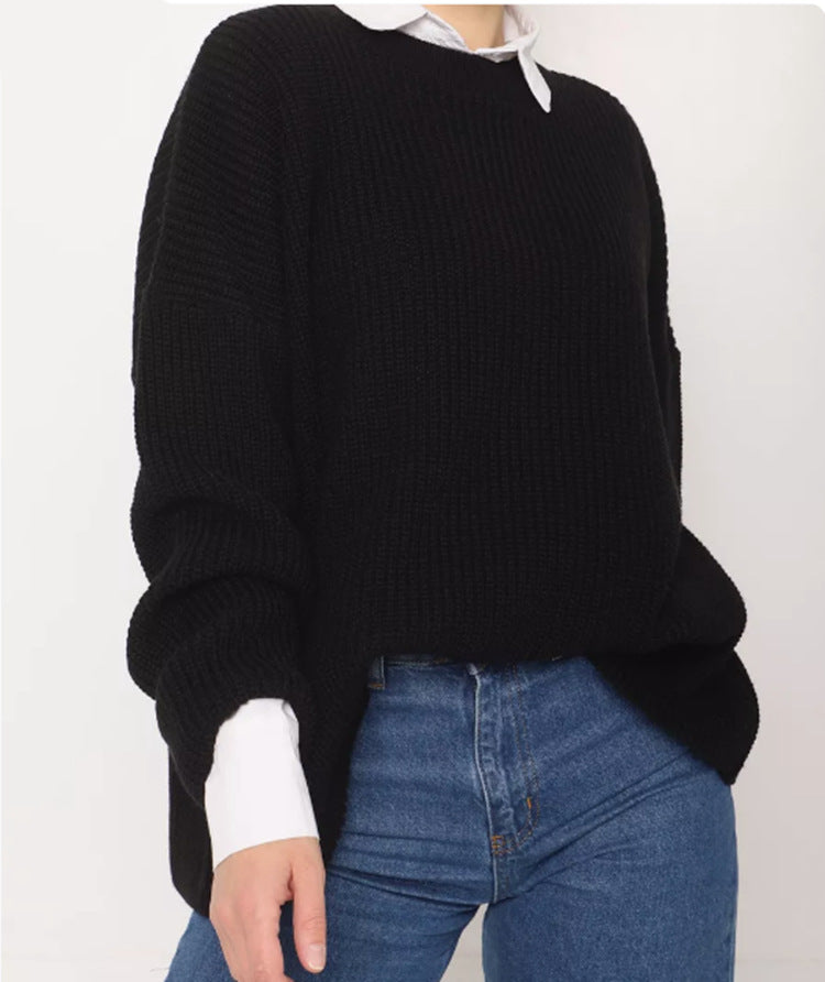 Femmes pull en gros tricot décontracté avec des manches larges et une coupe moderne Chic und Stil