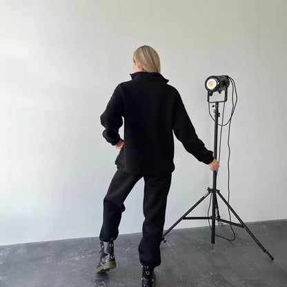 Women's casual sweatshirt jumpsuit and jogging pants with zipper Chic und Stil