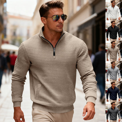 Men's fleece pullover with high collar and practical zipper Chic and style