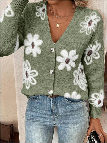 Dames cardigan douillet avec motif floral Chic und Stil