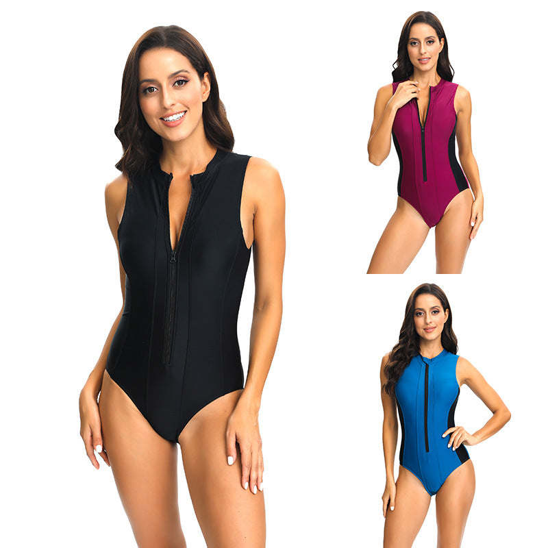 Woman One-piece swimsuit with zipper Chic and Style