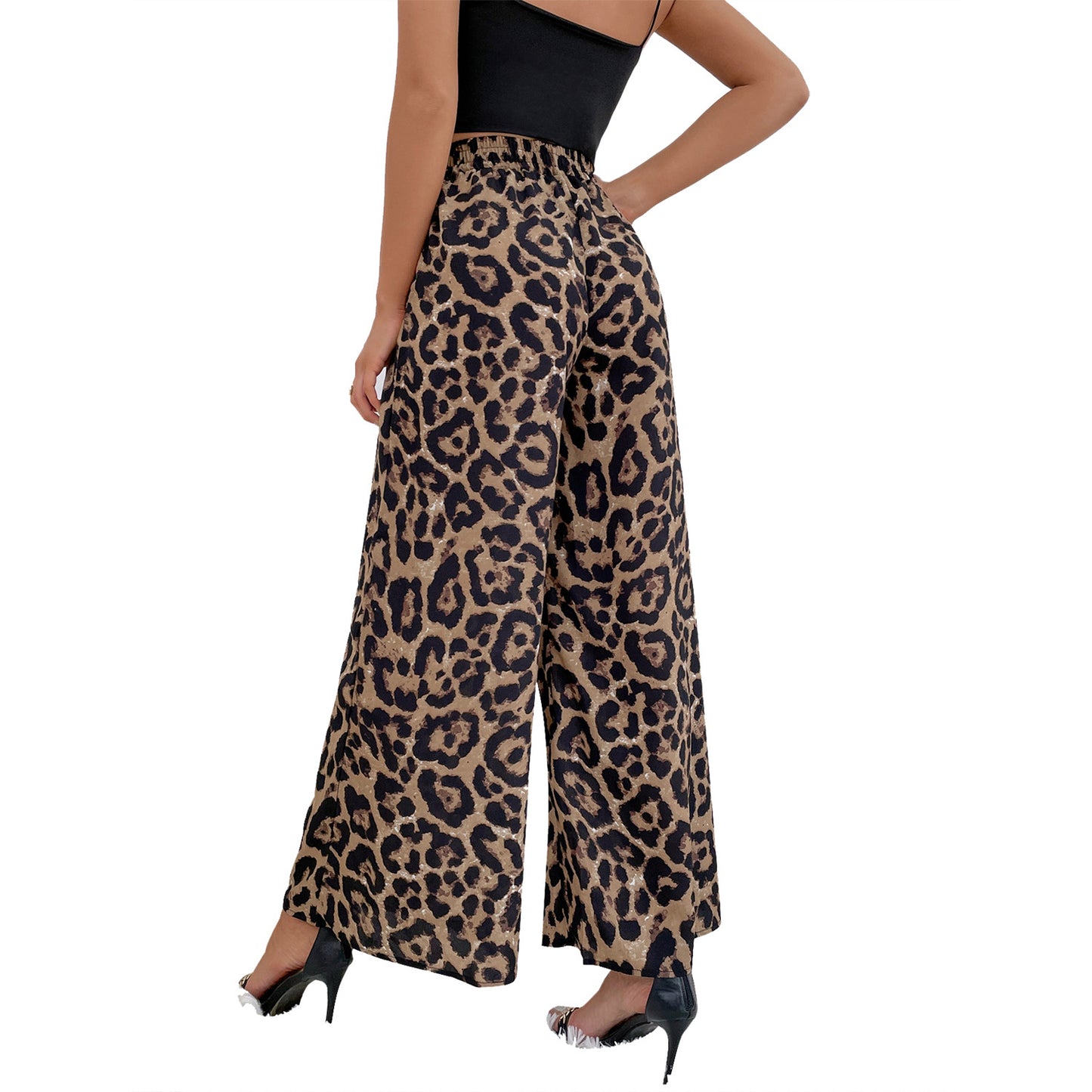 Wide-leg Palazzo pants for women with a modern leopard pattern Chic and Style