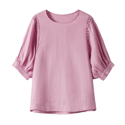 Blouse élégante à manches bouffantes pour femmes avec des détails en dentelle Chic und Stil