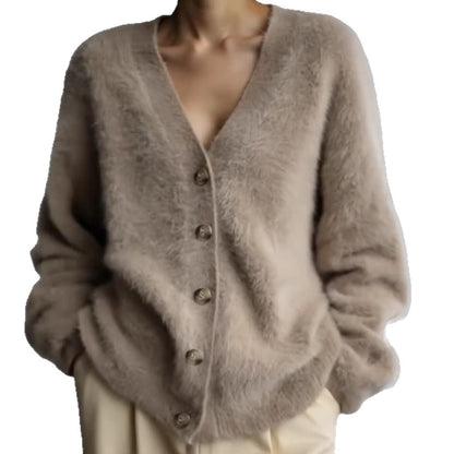 Cardigan en peluche pour dames avec boutons élégants et coupe ample Chic und Stil