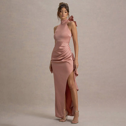 Dames Élégant Haut-Coupe Dos Nu Maxi Robe Chic und Stil