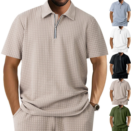 Polo homme à manches courtes avec fermeture éclair moderne et design structuré Chic und Stil