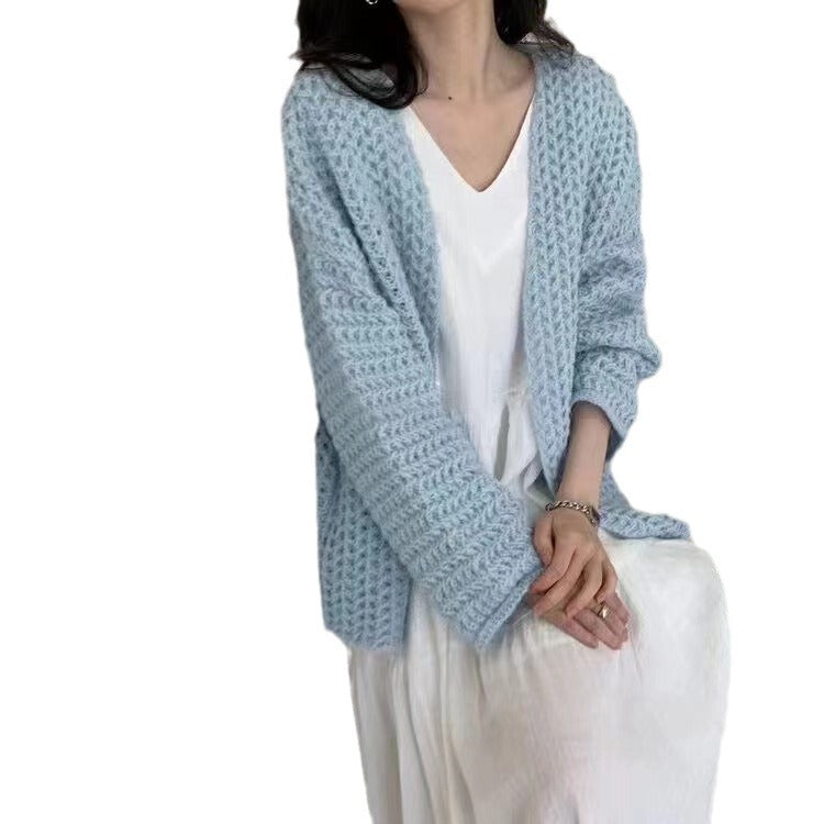 Dames Gros Tricot Cardigan Chic und Stil