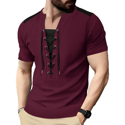 Chemise à manches courtes pour homme avec design sportif à lacets Chic und Stil