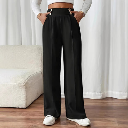 Wide pleated pants for women with elastic waistband and practical pockets Chic and Style
