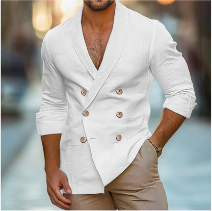 Blazer en lin élégant pour hommes avec coupe moderne et double boutonnage Chic und Stil