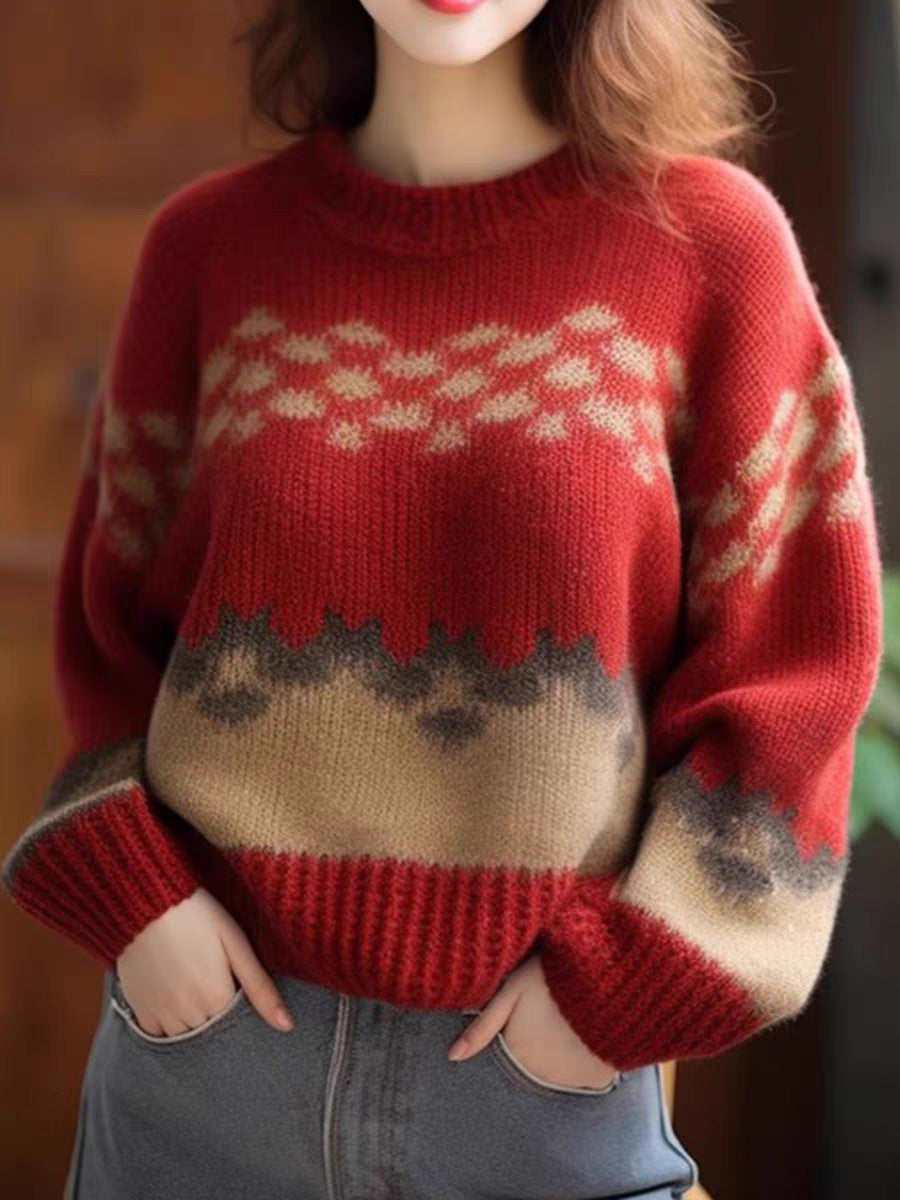 Dames Grand, décontracté pull en tricot avec motif graphique Chic und Stil