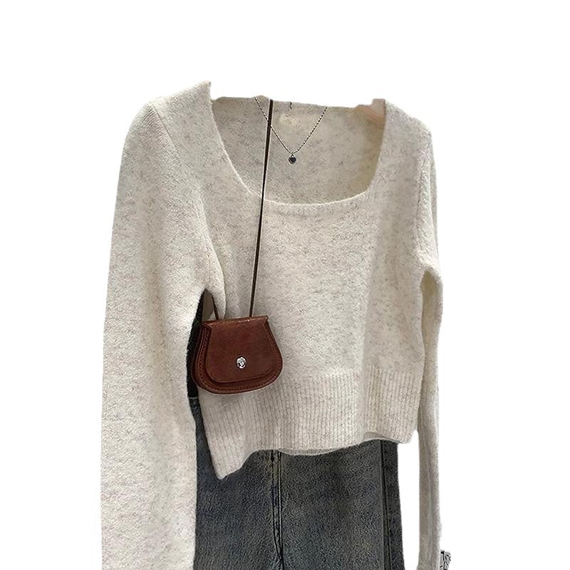 Pull décontracté pour femmes avec encolure carrée et texture fine Chic und Stil