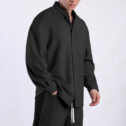 Chemisier à manches longues pour femmes avec tissu scintillant et col montant moderne Chic und Stil