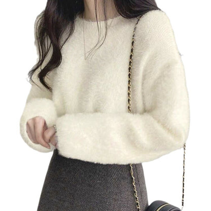 Dames Pull doux avec coupe ample et design à la mode Chic und Stil