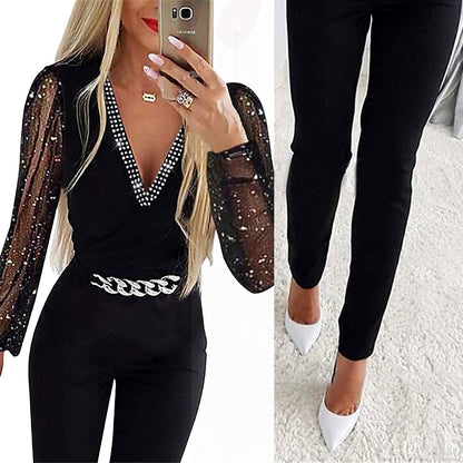 Salopette élégante pour femmes avec des manches transparentes Chic und Stil