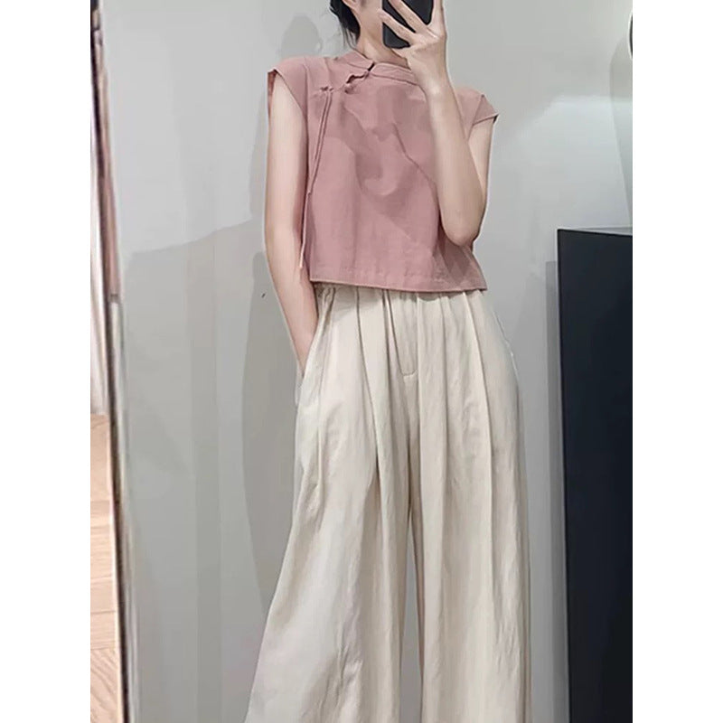 Chic and Style short utility top set for women and pleated wide pants