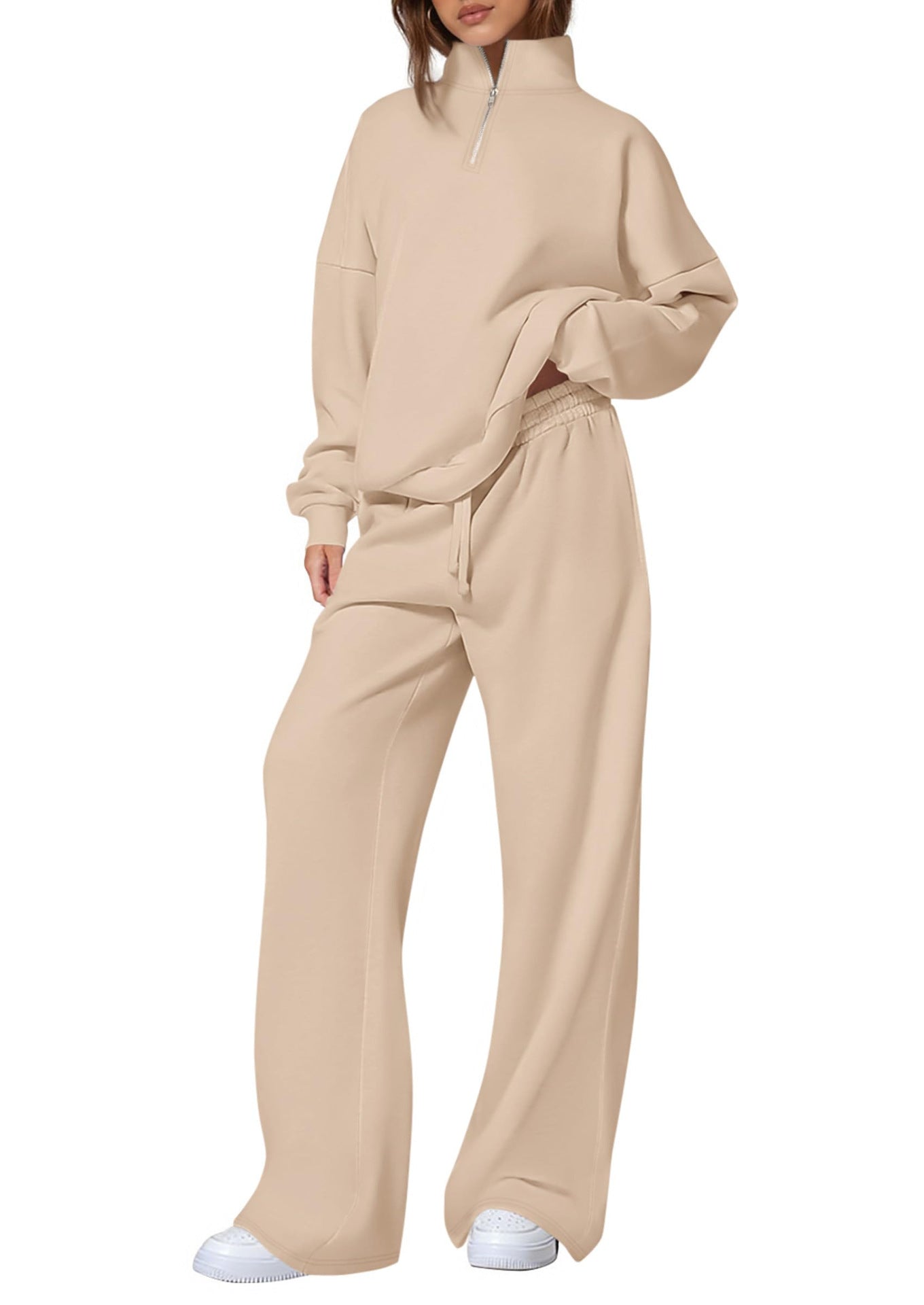 Ensemble de sweatpants décontracté pour femmes avec col montant et fermeture éclair Chic und Stil