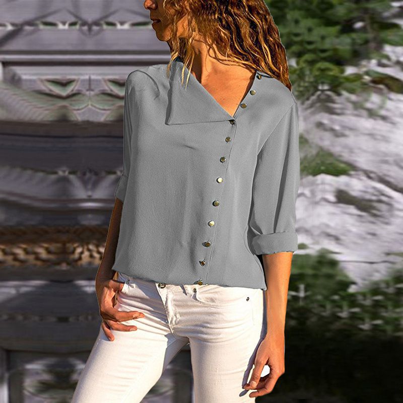 Dames Boutonné Détente Fit Blouse Chic und Stil